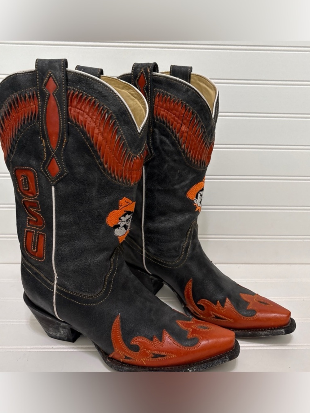 CORRAL Oklahoma State Cowboys OSU University Black Cowboy Boots Womens Size 7 M